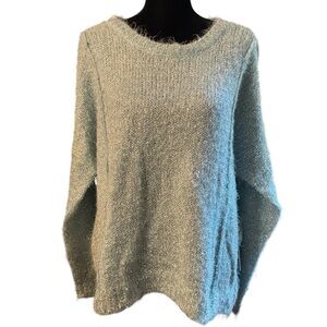 Jennifer Lopez gilded glamour sweater, pale blue with silver threads, size Med